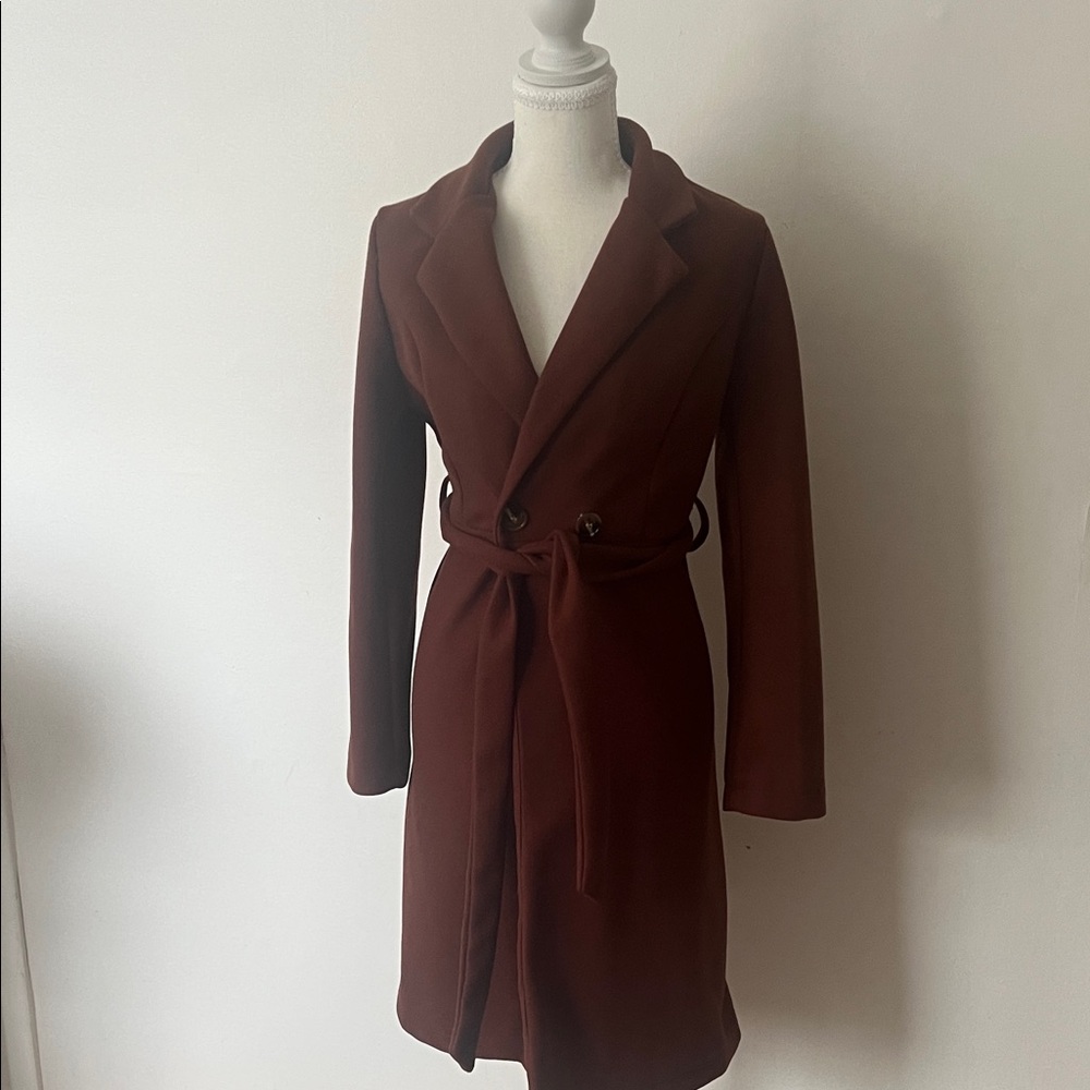 SHEIN Classic women’s Brown Belted Soft Coat. Size 2.